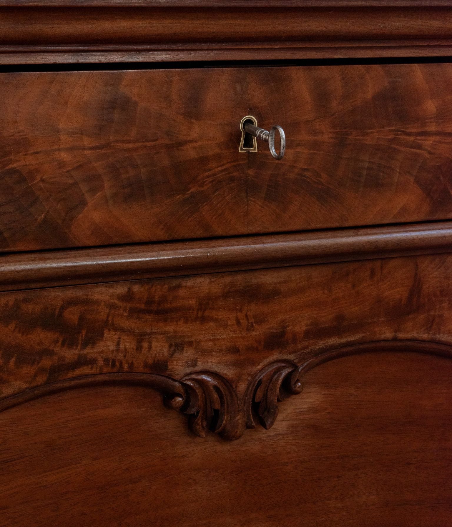 Late-19th Century Dutch Mahogany Secretaire Cabinet