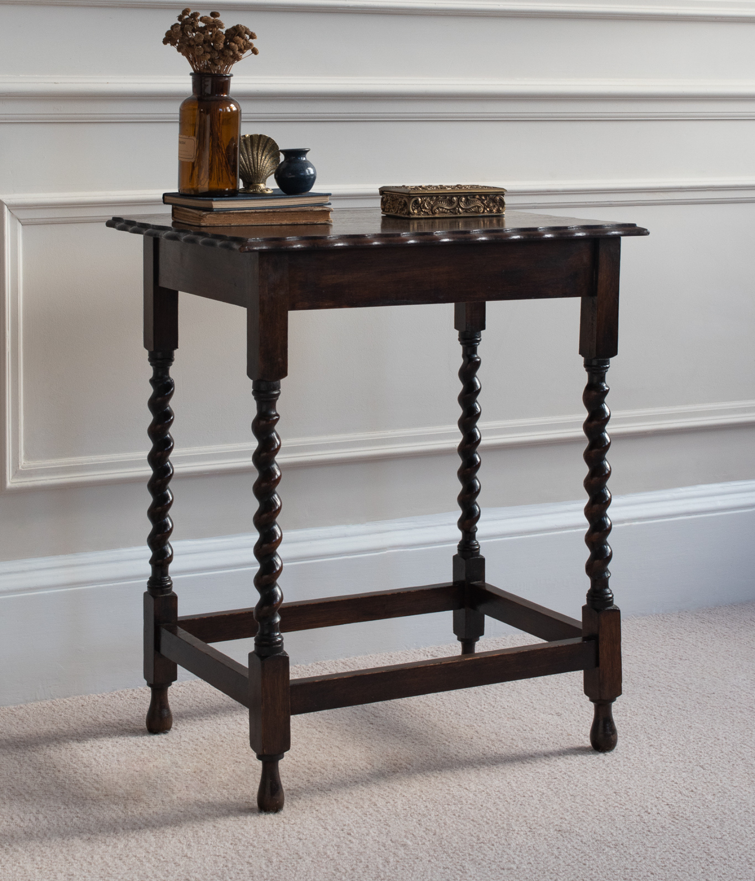 Early 20th Century Solid Oak Barley Twist Table