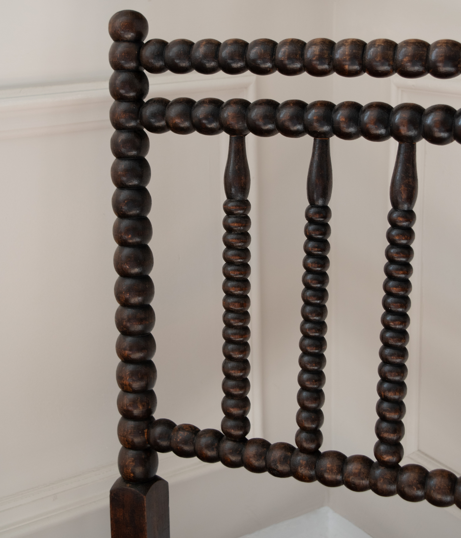 19th Century Bobbin-Turned Beech Chair with a Hand-Caned Seat