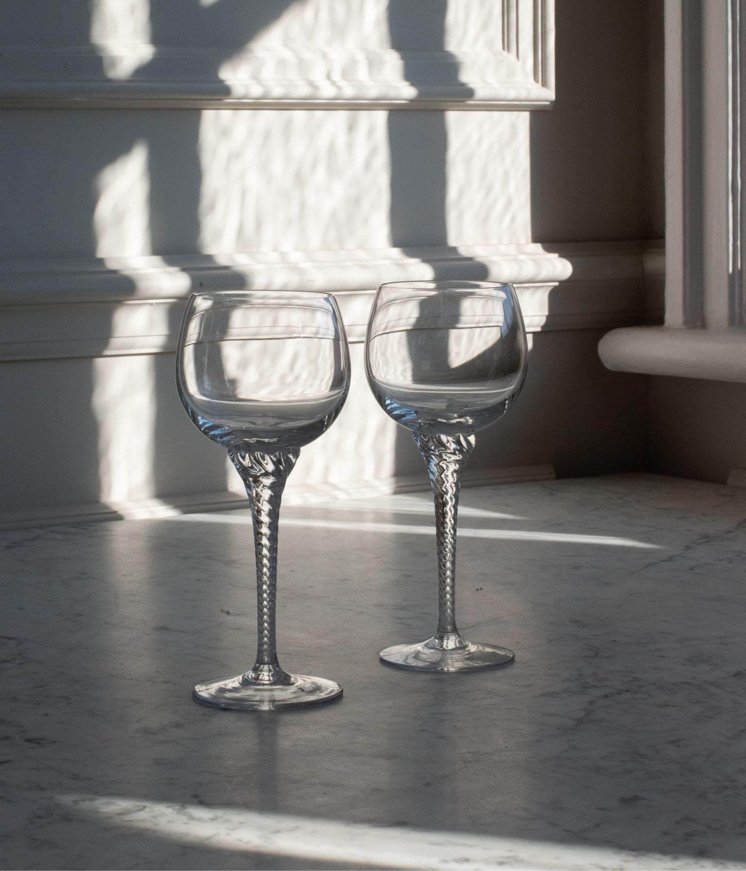 Pair of Crystal Twist Stem Glasses