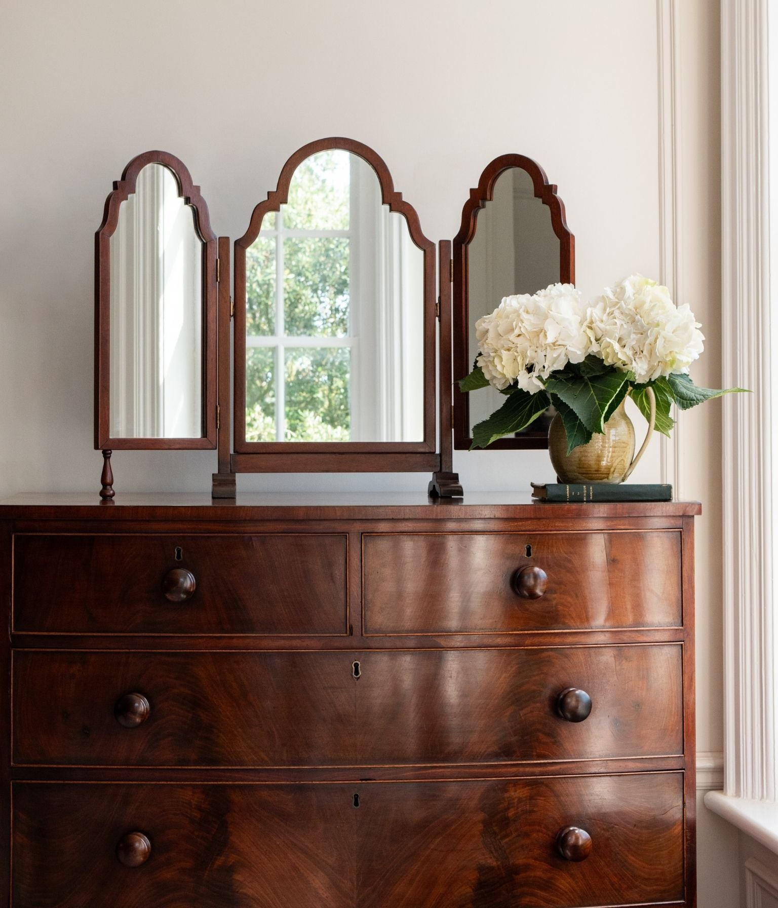 Vintage Mahogany Triptych Dressing Mirror
