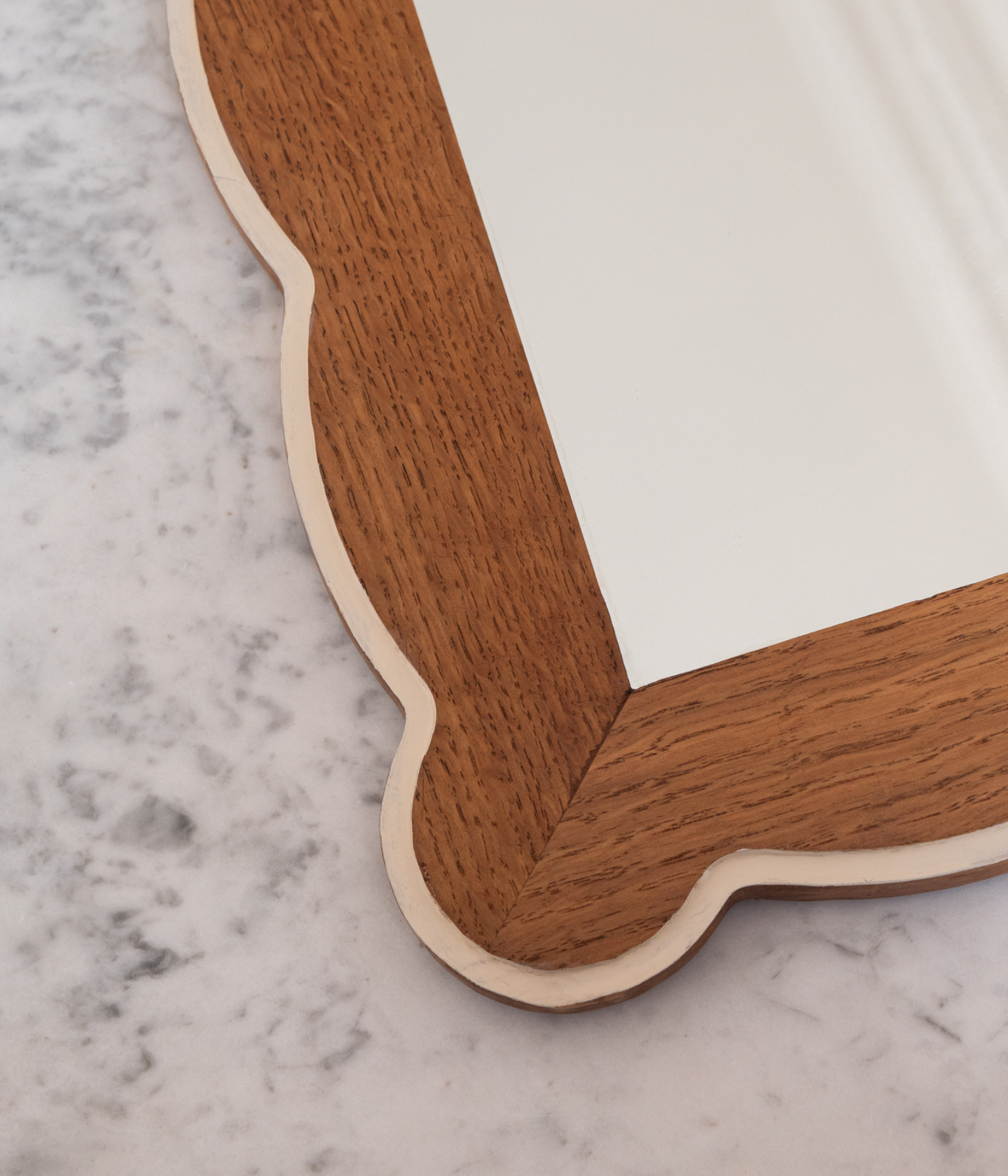 Santiago Scalloped Mirror - Small Size | Highlighted Edge | English Oak - Blend #21
