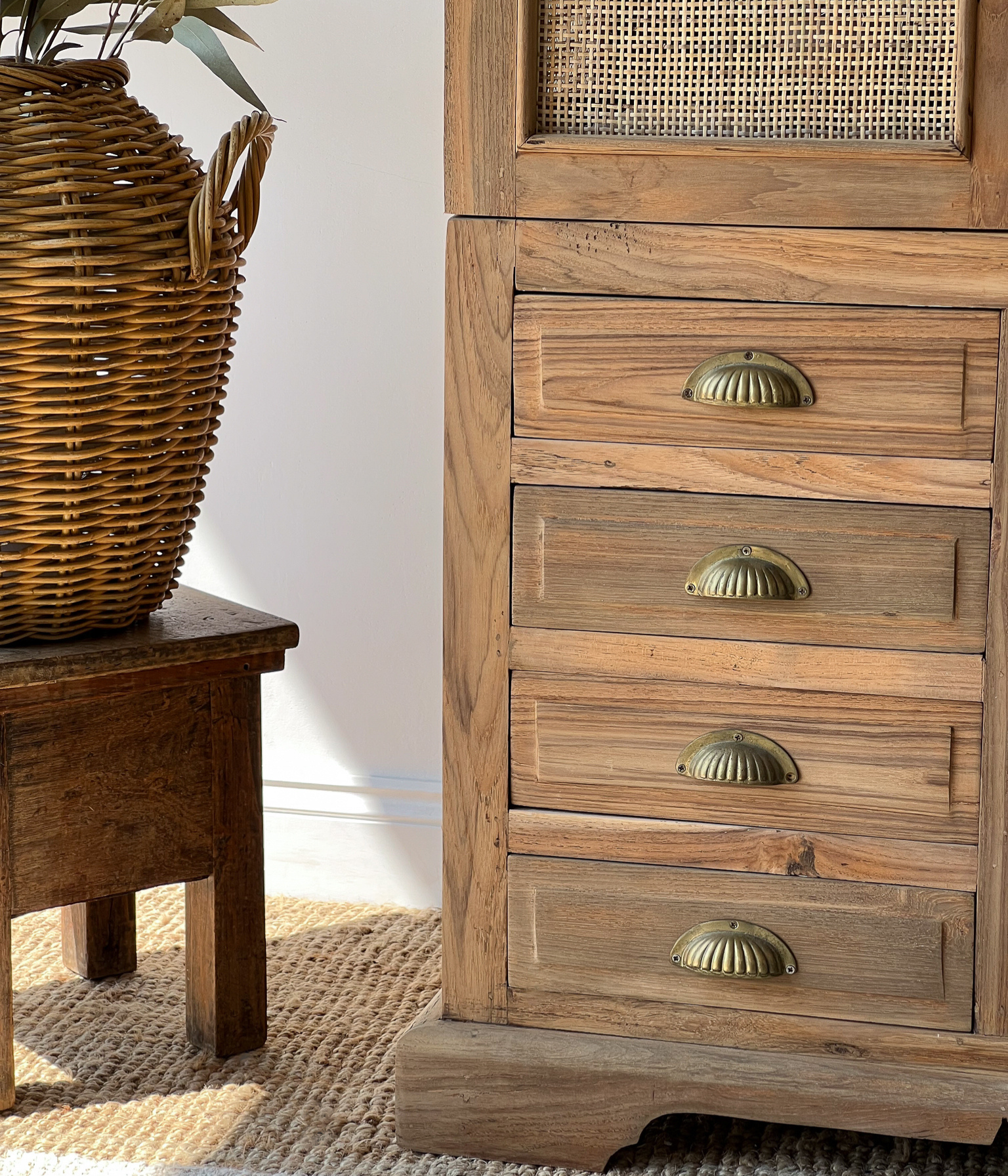 Vintage Rattan Amphora Basket