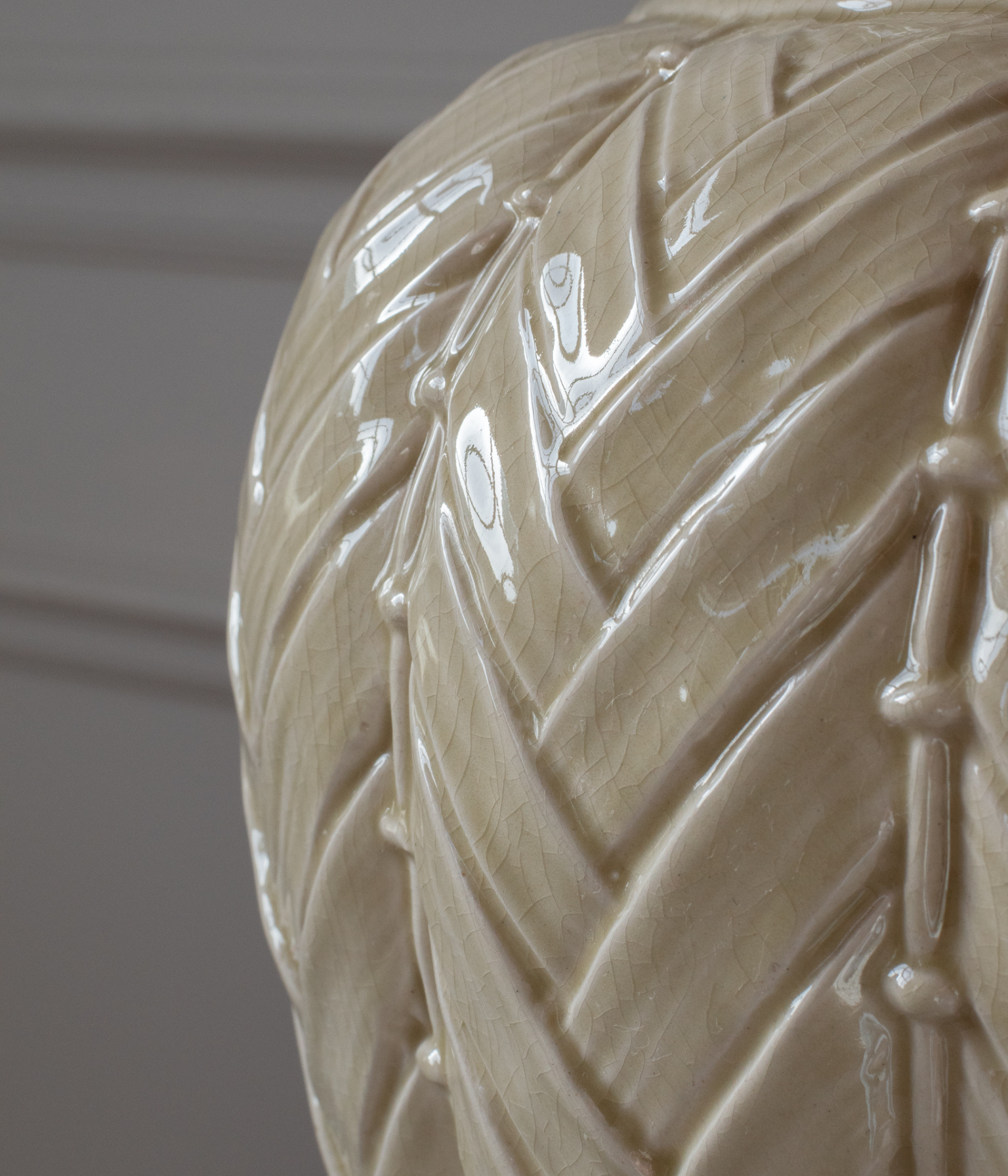 Vintage Pale Mint Ceramic Basketweave Ginger Jar Table Lamp