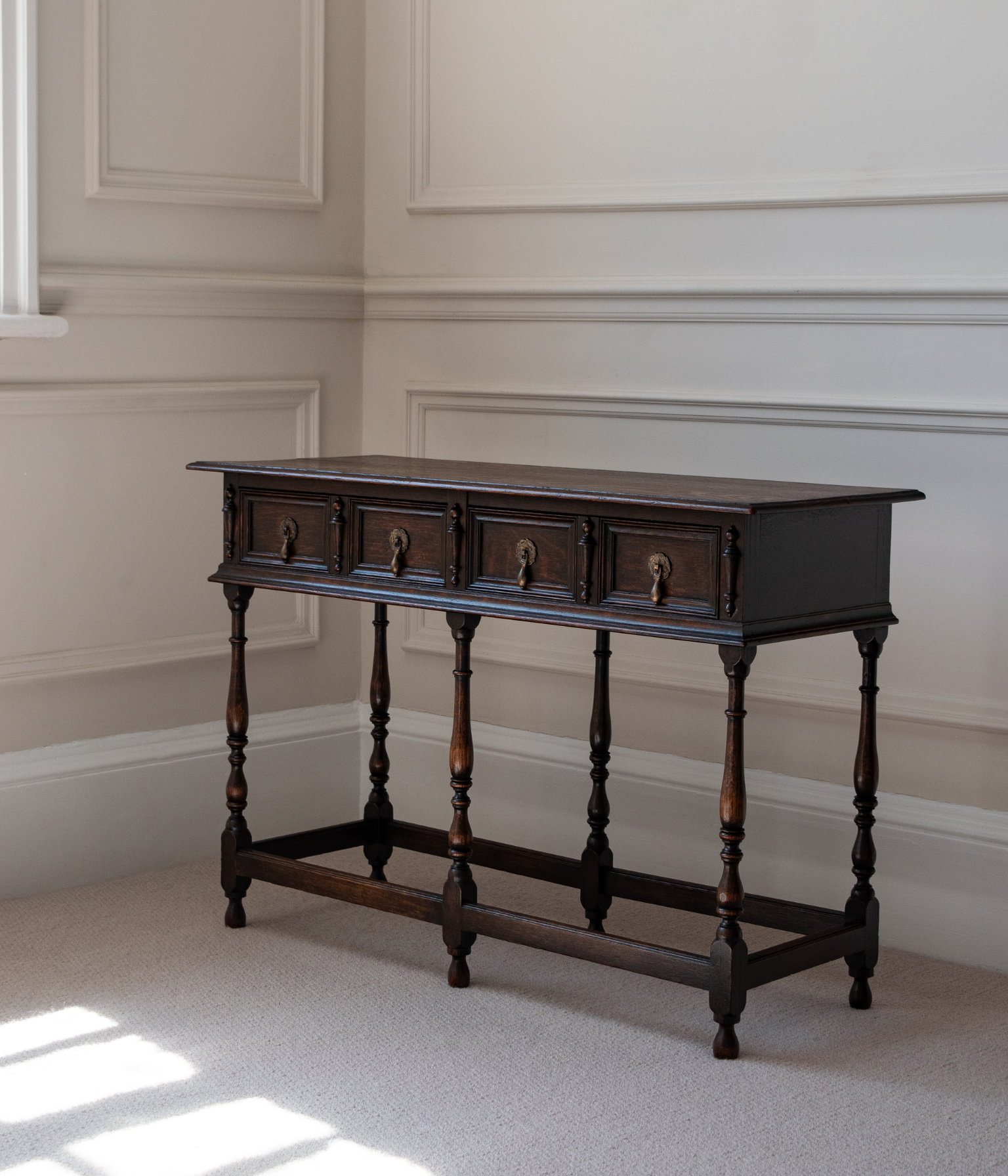Vintage Jacobean Revival Oak Hall Table