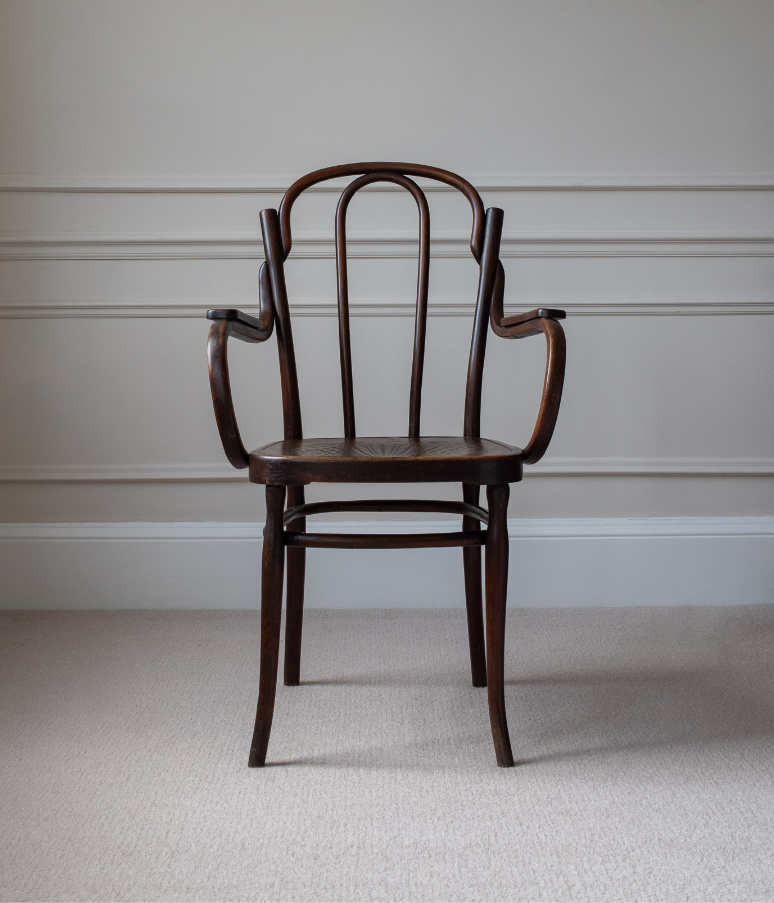Early 20th-Century J. & J. Kohn Armchair with Embossed Shell Seat