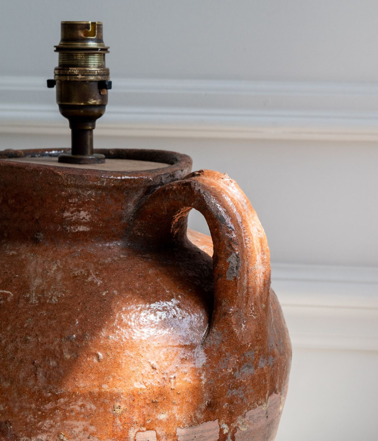 Antique Handcrafted Terracotta Amphora Lamp