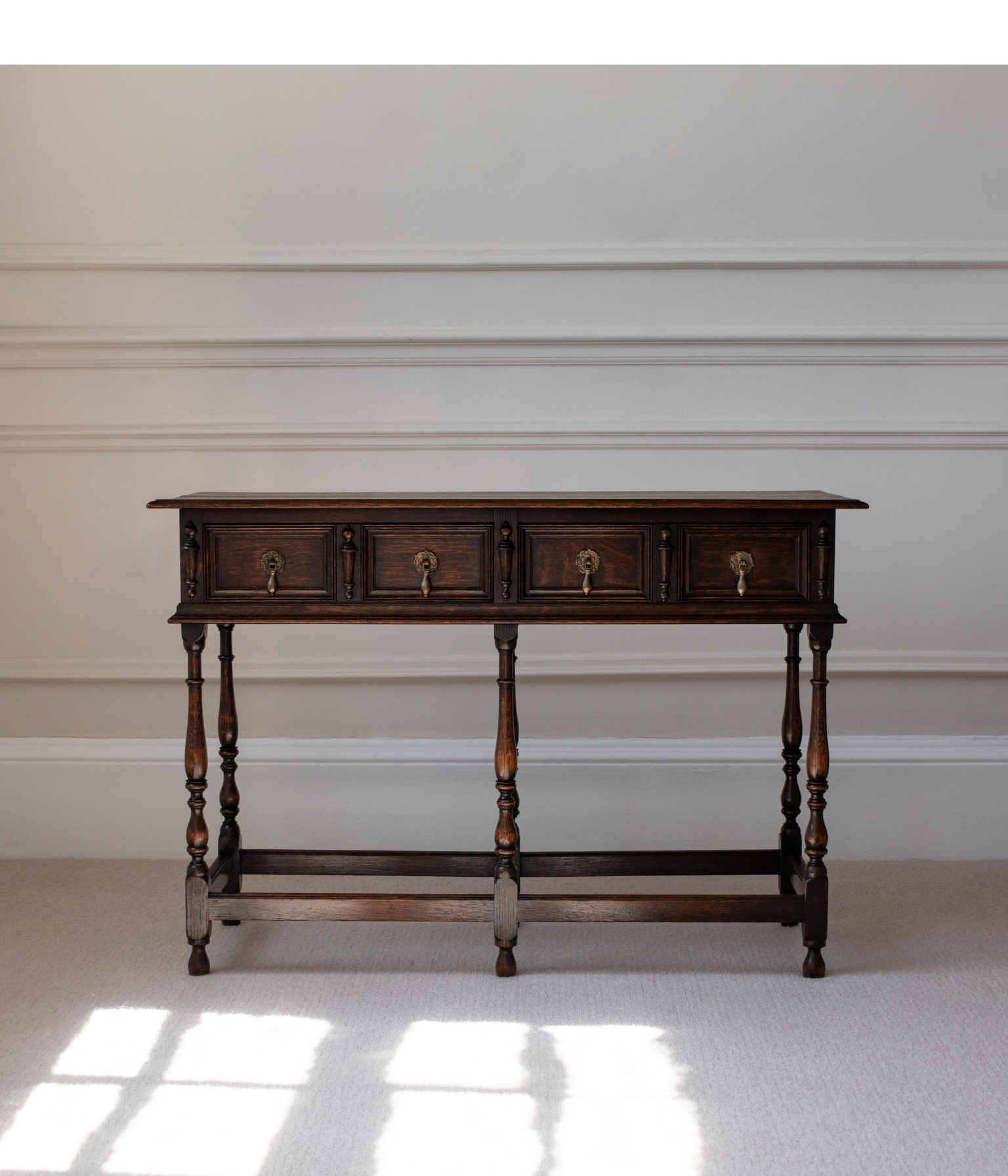 Vintage Jacobean Revival Oak Hall Table