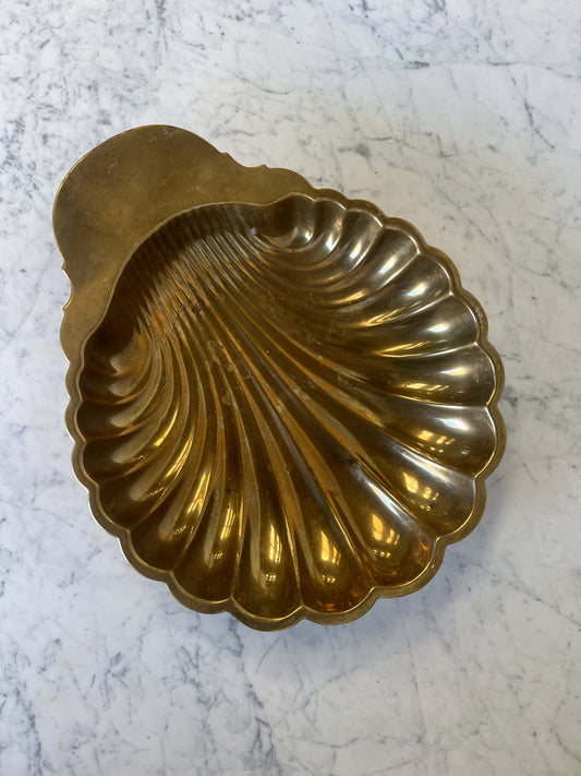 Antique Brass Scalloped Shell Dish