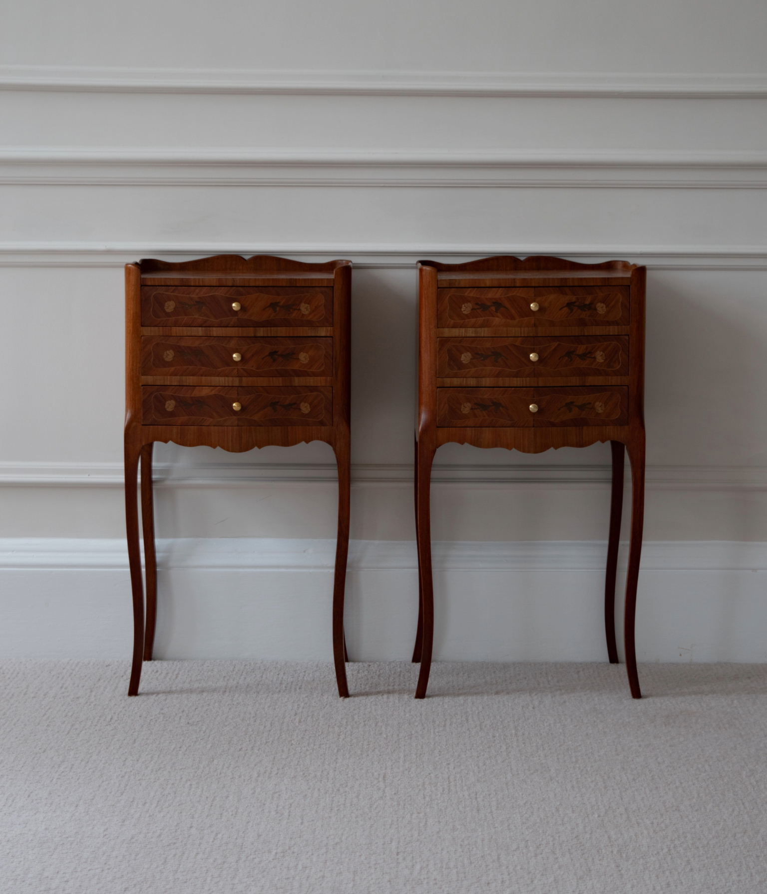 Pair Of Early 20th Century Louis XV Marquetry Bedside Tables