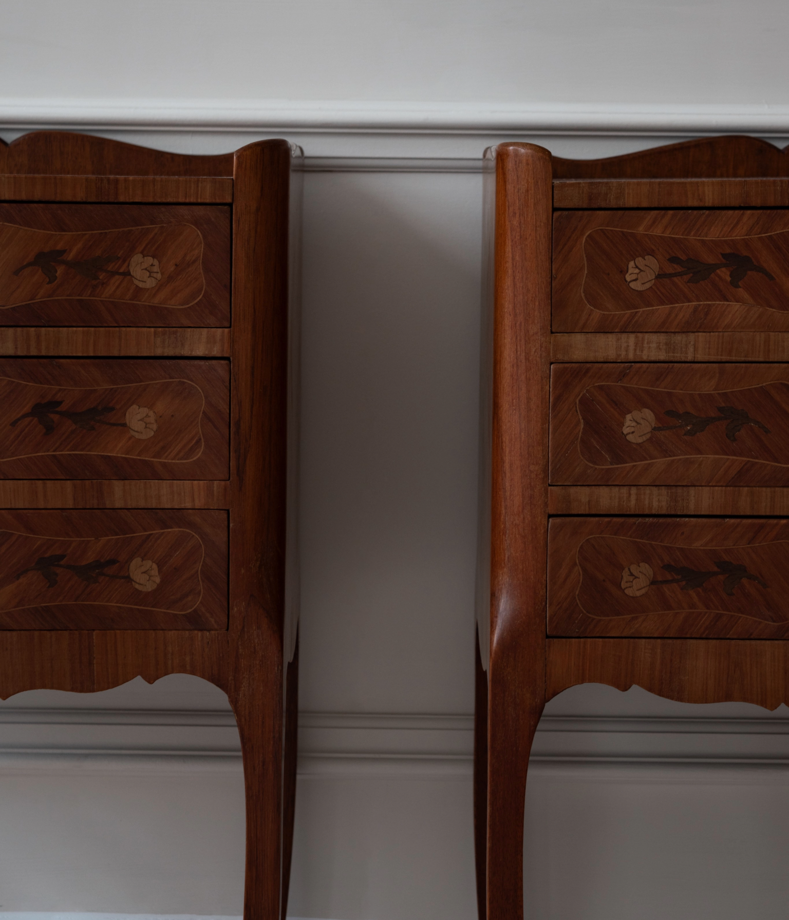 Pair Of Early 20th Century Louis XV Marquetry Bedside Tables