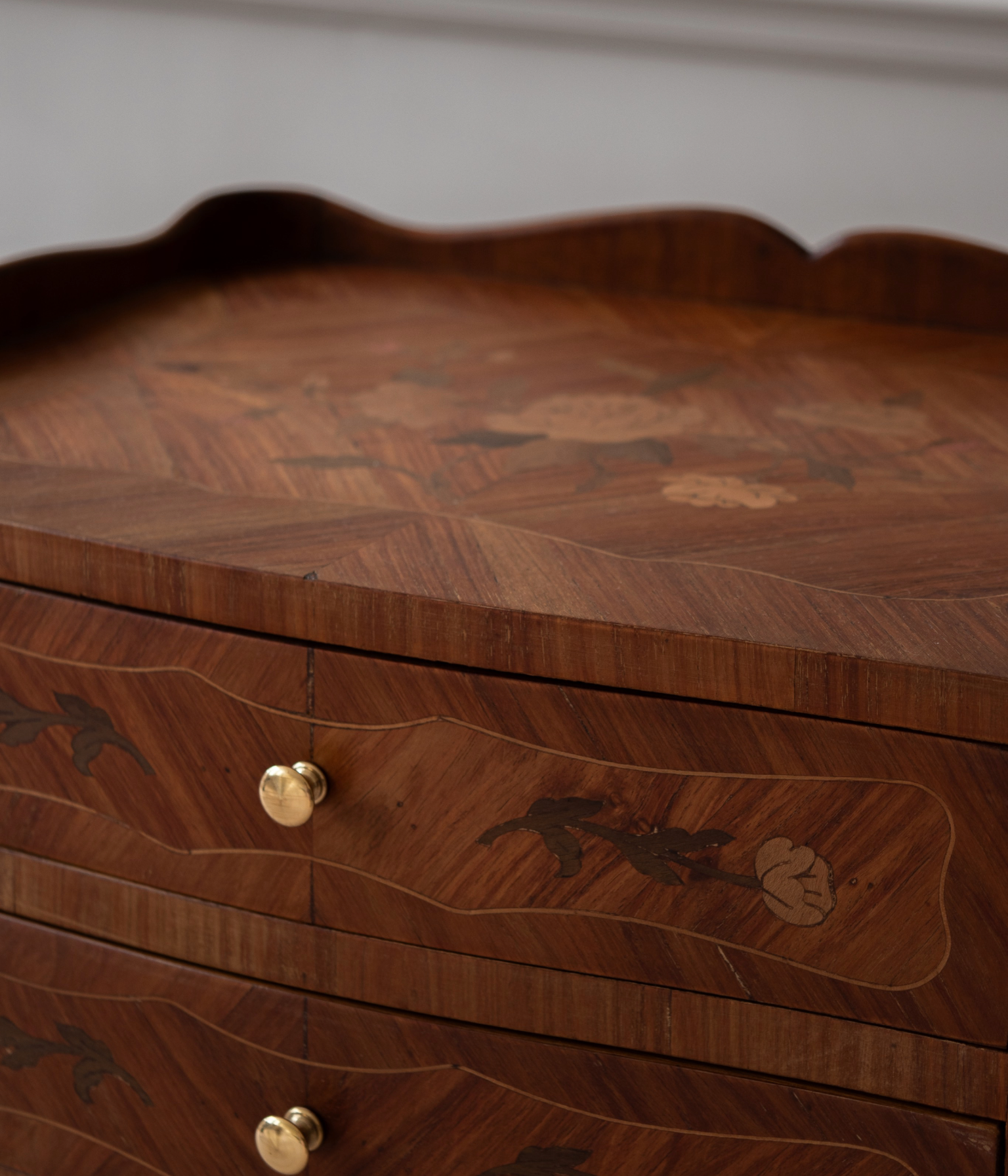 Pair Of Early 20th Century Louis XV Marquetry Bedside Tables