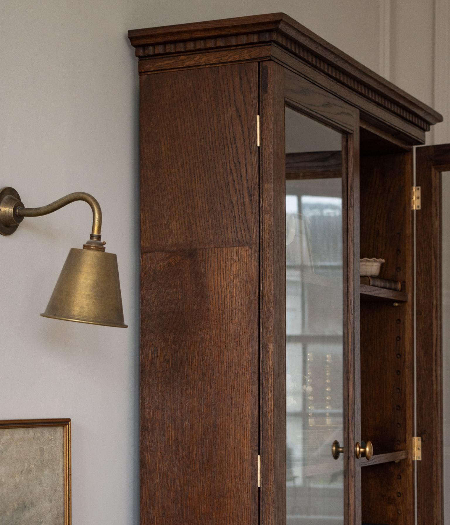 Victorian Solid Oak Glazed Display Cabinet