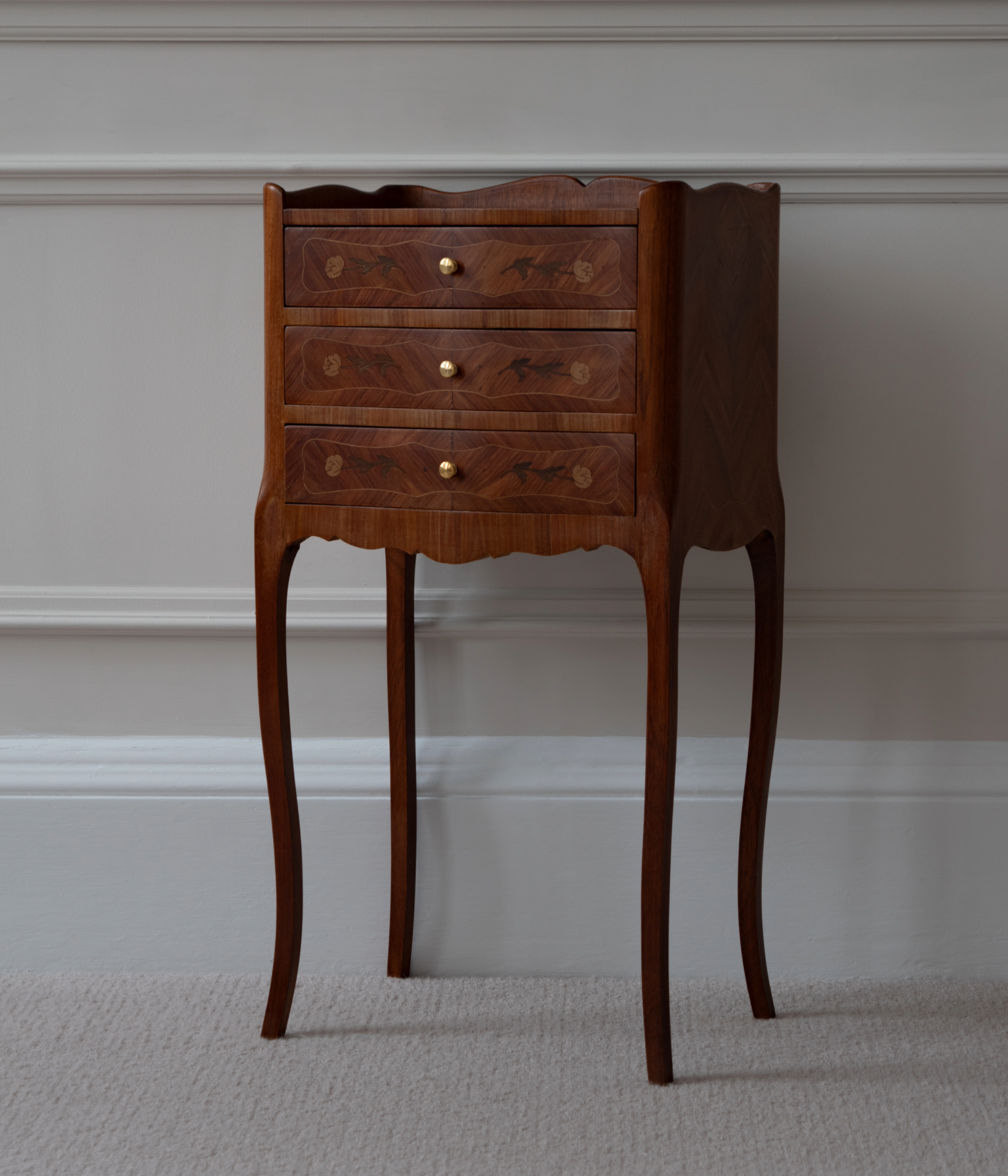 Pair Of Early 20th Century Louis XV Marquetry Bedside Tables