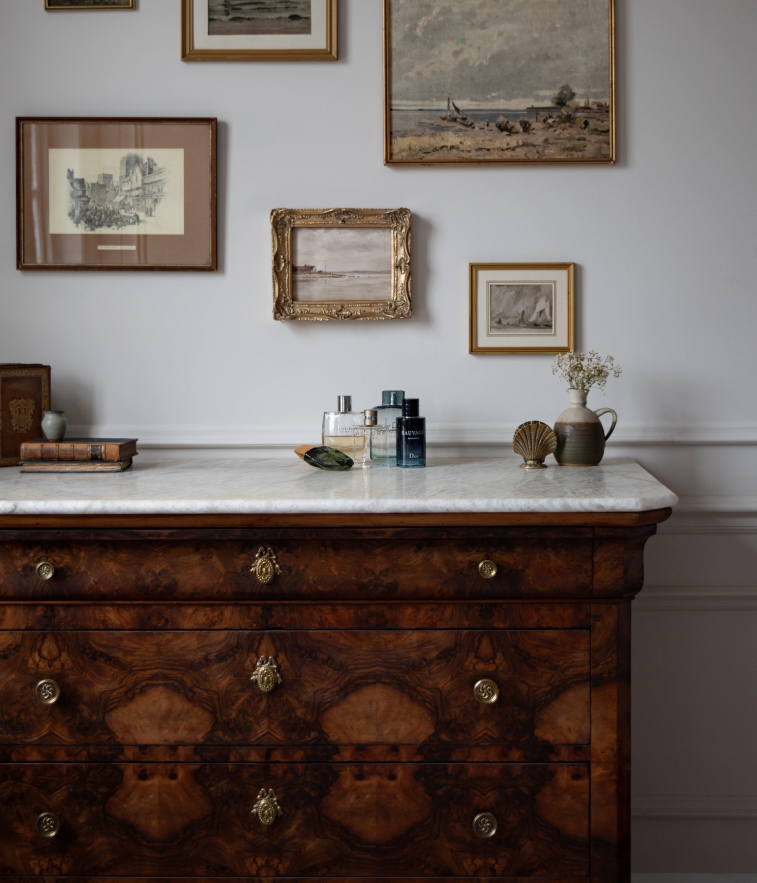 19th Century Louis Philippe Walnut Burr Commode with Taj Mahal Quartzite Top