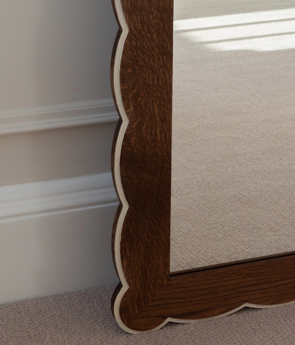 Scalloped painted edge detail on the Santiago Full-Length Mirror